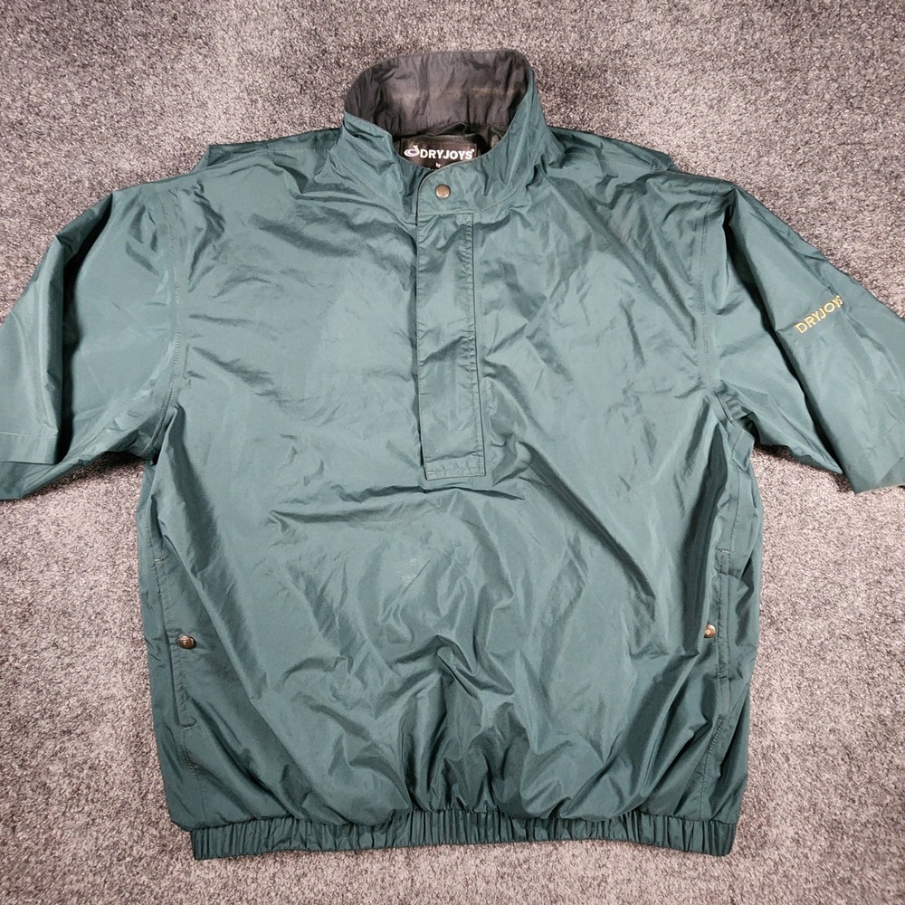 FootJoy DryJoys Golf Windshirt Mens Large Green Short Sleeve Pullover 2-0205